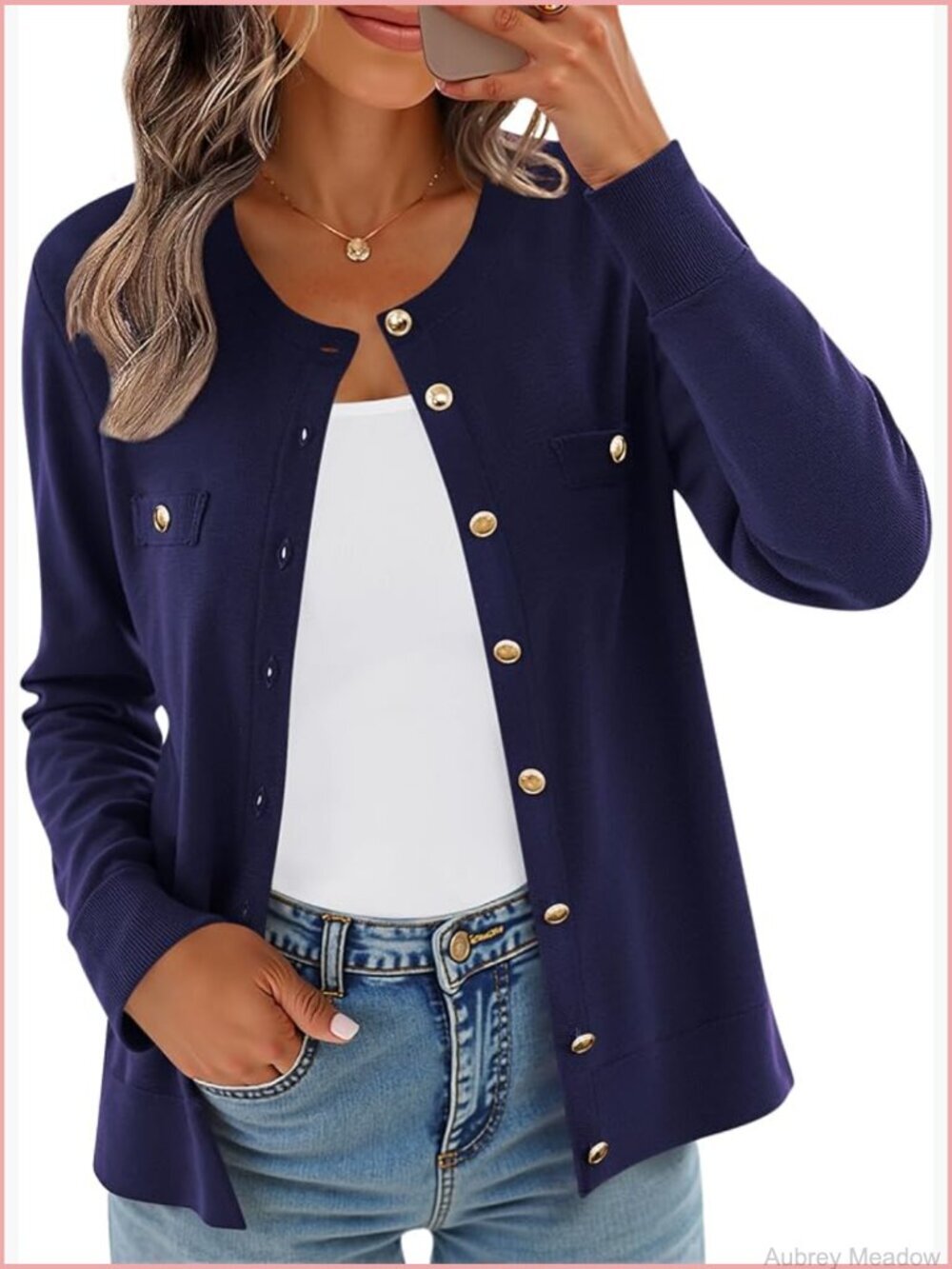 Trendy Knit Cardigan Open Front Button Down Long Sleeve Lightweight Sweater